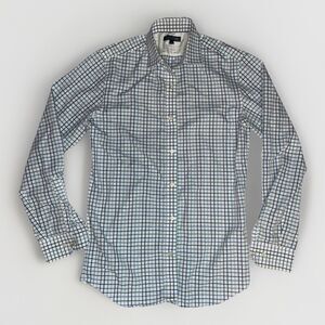 BANANA REPUBLIC Shirt Mens M Blue White Plaid Slim Fit Button Up Non Iron